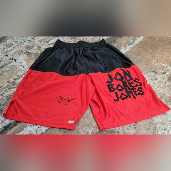 Jon Jones signed trunks.